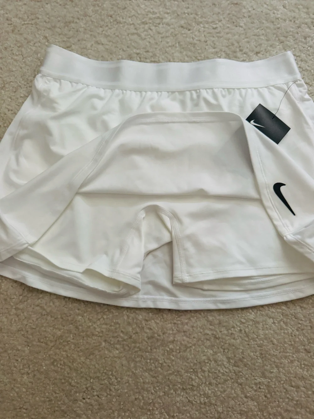 Nike White Athletic Skort with Black Swoosh
